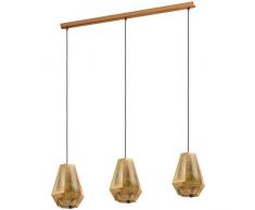 EGLO Pendelleuchte Chiavica 1, 3 flammige Hängelampe Industrial, Vintage, Modern, Hängeleuchte aus Stahl in Messing, Esstischlampe, Wohnzimmerlampe hängend mit E27 Fassung