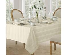 Ian Denley Streifen Weave no-iron Boden aus widerstandsfähigem Stoff Tischdecken, Polyester-Mischgewebe, elfenbeinfarben, 60 x 102 Oblong