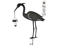 ABC Home Garden Gartendeko | Gartenstecker mit Solarleuchte, Metall, Schwarz, 80 x 44 x 1 cm