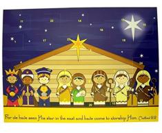 Kinder, die stabile Krippe Karton Advent Kalender mit Die Cut Pull Taben, 25,4 cm, Papier, blau