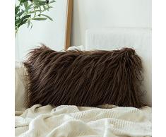 MIULEE Deko New Luxury Serie Merino Style Grün Fell Überwurf Kissen Fall Kissenbezug für Sofa Schlafzimmer Auto 12x20 Fur Chocolate