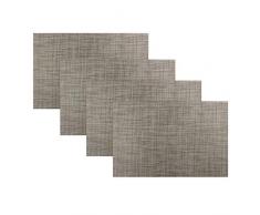 BeChen Dicke Platzdeckchen Set von 6 Vinyl hitzebeständig Tischmatten waschbar Kunststoff Platzsets für Esstisch (Gold), A Flaxen, Set of 4 Placemats