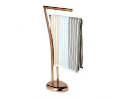 Relaxdays Handtuchhalter WIMEDO HxBxT: ca. 84 x 26 x 16 cm freistehender Handtuchständer in Kupfer mit 2 Handtuchstangen als dekoratives Badaccessoire für Handtücher und kleiner Kleiderbutler, kupfer