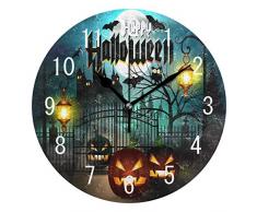 ALAZA Home Decor Happy Halloween Eule auf Baum Moon Night Castle Acryl, rund Wanduhr Geräuschlos Silent Uhr Kunst für Wohnzimmer Küche Schlafzimmer