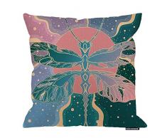 HGOD DESIGNS Kissenbezug Libelle in der Sonne mit Strahlen, Baumwolle, Leinen, Polyester, Dekoration, Sofa, Sofa, Schreibtisch, Stuhl, Schlafzimmer, 40,6 x 40,6 cm 18x18 Inch A1-0148