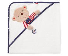 Fehn 078510 Kapuzenbadetuch Teddy – Bade-Poncho aus Baumwolle mit Teddy Motiv für Babys und Kleinkinder ab 0+ Monaten – Maße: 80x80cm