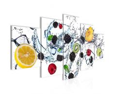 Bilder Küche Obst Wandbild 200 x 100 cm Vlies - Leinwand Bild XXL Format Wandbilder Wohnzimmer Wohnung Deko Kunstdrucke Weiß 5 Teilig - MADE IN GERMANY - Fertig zum Aufhängen 019351c