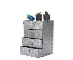 Mind Reader Schrank aus Eisen, platzsparend, Mehrzweck-Schublade, Büro, Küche, Wohnzimmer, silberfarben Silber 4 Schubladen