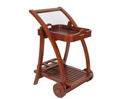 Benjara Lattenrost Serviertablett klappbar mit Rollen braun