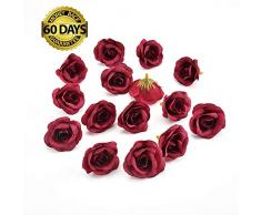 fake flowers heads Kunstblumen mit Seidenrosen, künstliche Blumen, Hochzeit, Heimtextilien, DIY Kranz, zum Basteln, künstliche Blumen, 30 Stück, 4 cm dunkelrot