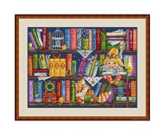 Merejka K-34 Bücherregal Zählmuster Kreuzstichset, Baumwolle, mehrfarbig, 33x25 cm