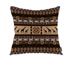 oFloral Giraffe Überwurf-Kissenbezug, afrikanisches Tier, indisches Tribal, Ethnische geometrische Kunst, dekorativer quadratischer Kissenbezug 45,7 x 45,7 cm, Heimdekoration für Sofa, Schlafzimmer, Wohnzimmer