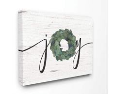 Stupell Industries Joy Wreath Wood Textured Family Word Leinwand-Wandkunst, Design vom Künstler Jo Moulton, 24x30