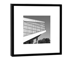 COGNOSCO Fotografie im Holzrahmen: Grugahalle Essen-Fotodruck-Format 27 x 27 cm-Rahmenfarbe Hochwertiges Wandbild, Geschenkidee oder Souvenir aus der Ruhrregion, Holz, Schwarz-Weiß, Rahmen