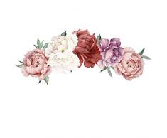 Amaonm Fashion Pfingstrosen Blumen Wandaufkleber abnehmbar DIY Floral Wandaufkleber Kinderzimmer Mädchen Kinderzimmer Schlafzimmer Blume Peel Stick Art Decor Dekoration für Wohnzimmer Bad Büro Wand Ecke F