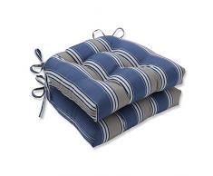 Pillow Perfect Hamilton Cadet Stuhlkissen für drinnen und draußen, groß, 17,5 x 16,5 x 4, Blau, 2 Stück