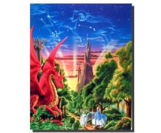 Mythischer Drache Mountain Sue Dawe Fantasy Kinder Zimmer Kunstdruck Poster (16 x 20 cm)