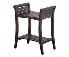 Decoteak Symmetrie-Teak Extended Höhe Dusche Bank mit Regal und Gebogene Arme 1 Holz