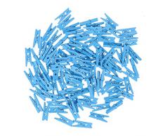 VORCOOL Mini-Wäscheklammern, Holz, für Fotopapier, Bastelarbeiten, Clips, Wäscheklammern, Himmelblau, 100 Stück