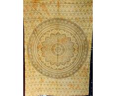 Indian Craft Castle, Mandala Barmeri Großer Bodenkissenbezug, Meditation, Sitzkissen, Überwurf, Hippie, dekorativer Reißverschluss, Bohemian Pouf, Ottoman Poufs, Pom-Pom-Kissenbezüge 32 Yellow Gold Ombre