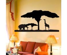 INDIGOS 4052166117326 Wandtattoo W555 Afrika, Steppe, Elefant Giraffe Wandaufkleber 80 x 44 cm, schwarz