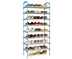 AGGICE Schuhregal, 8 Ebenen, mit Kunstharzdichtung, Schuhaufbewahrung, Orgniser, Schrank blau