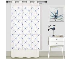 ForenTex G-0581 Floral Dekoschal für Fenster/Türen Polyester, Blau Grün 145 x 260 cm