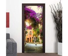 Wallflexi Türtapete Frühlingsgarten, Heimdekoration, Wandbild, Wandsticker, für Wohnzimmer, Kinderzimmer, Restaurant, Hotel, Café, Büro, abnehmbar, selbstklebend, Mehrfarbig