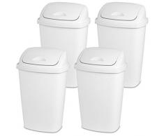 Sterilite 10886004, 54-Quart Low Profile Abfalleimer Schwingdeckel, 4er Pack, Seashell, weiß, 54-Quart