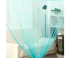 uxcell Fadenvorhang, Fransenvorhang, 99,1 x 200,7 cm (BH), Fadenvorhang, Schlafzimmertür, Fenster, Trennwand für Hochzeit, Café, Hotel, Dekoration 39 inch x 79 inch cyan
