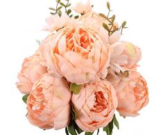 Duovlo Künstliche Pfingstrose, Seidenblumen, Vintage, Hochzeitsdekoration, 1 Stück Frühling Orange-Pink