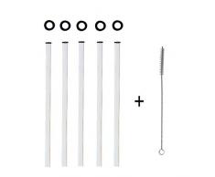 KOCH Glas Trinkhalm, gerade, schwarz, mit Bürste, 5er Set
