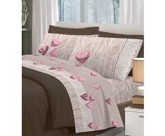 Savoltex Snc KOMPLETTE Lett PENSIERI DELICATI Herz Holz ROSA Doppelbett