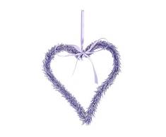 HEITMANN DECO Herz Kranz - Frülingsdeko zum Aufhängen - Blumenkranz, Türschmuck, Wandkranz, Fensterdeko, Wanddeko - Frühling, Ostern - Lila