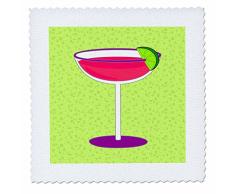 3dRose QS 57116 _ 4 Hell Rosa Margarita in Glas mit Limette Background-Quilt Platz, 12 von 12 Zoll