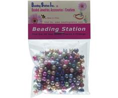 Beading Station 200-Piece Mix Satin Luster Glass Pearl Round Beads, 6mm
