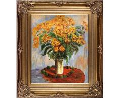 overstockArt Monet Vase Chrysanthemen mit opulentem Rahmen, dunkel gebeiztes Holz mit Goldrand Renaissance, Bilderrahmen 34 x 30