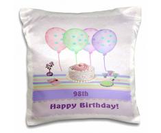 3dRose 98th weißem Zuckerguss Kuchen mit Luftballons und Vase von Blumen, Pastels-Pillow Fall, 16 von 40,6 cm (PC 113295 _ 1)