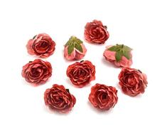 Blumenköpfe in Großhandel zum Basteln, Nelke, Seide, Pfingstrose, künstliche Rosen, Hochzeit, Dekoration, DIY Accessoires, Fake Flowers Party Geburtstag Home Decor 30 Stück 4 cm rot