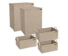 Dcasa Set 2 Pongoalle + 3 Körbe geflochten Geschenkkörbe Möbelaufkleber Dekoration Zuhause Unisex Erwachsene Beige (Beige), einzigartig