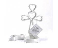 Dicksons Eternal Kreuz Herz Ehe dauert DREI weiß Säule und Taper Kerzenleuchter Set von 2