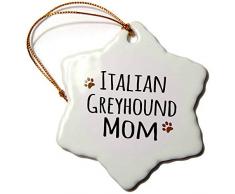 3dRose ORN 154140 _ 1 Italienisches Windspiel Hund Mom Hund von Rasse Schneeflocke Porzellan Ornament, 3 Zoll