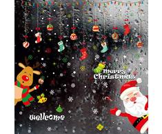 WOMHOPE Fenster-Aufkleber für Weihnachten, Deluxe Fenster-Wanddekoration, Winter, Urlaub, Weihnachten, Weihnachten, Weihnachten, Weihnachtsdekoration, Schneeflocke, Weihnachtsmann, 8 Bögen Welcome