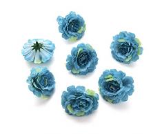 Seidenblumen in Großhandel Kunstblumen Köpfe Seide Rosen Künstliche Blumen Köpfe für Hochzeit Home Möbel DIY Kranz Basteln billig Kunstblumen 4,5 cm 30 Stück blau