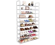 Tangkula Schuhregal, 10 Etagen, verstellbar, freistehend, platzsparend, Stauraum, Organizer, Eingangsbereich, Flur, Schuhturm