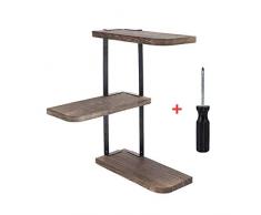 Urban Deco Eckregal, Wandmontage, rustikales Holz, schwimmende Regale für Schlafzimmer, Wohnzimmer, Badezimmer, Küche, Büro und mehr (3 Ebenen) Black Corner Shelf
