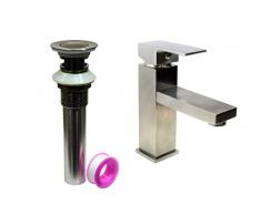 KEE Single Griff Badezimmer Wasserhahn, mit Zugstangen-Ablaufgarnitur Stopper – Nickel Gebürstet