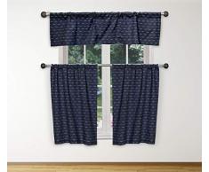 Kensie Tate Küchenvorhang und Etagen-Set 58x15 (1 Piece) 29x36 (2 Pieces) Navy-Weiß