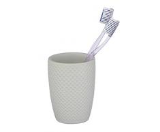 Wenko Zahnputzbecher Punto Zahnbürstenhalter, für Zahnbürste und Zahnpasta, Keramik, Ø 8 x 11 cm, weiß