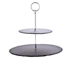 Thirstystone 2-stöckiger Serviertablett, Schiefer, Schwarz